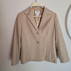 Pendleton 100% Virgin Wool Blazer Womens 4 Light Tan Double Button Buttons Lined